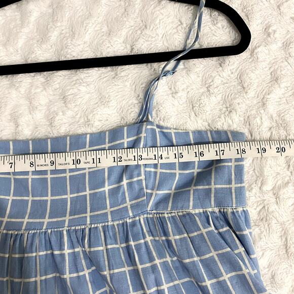 Urban Outfitters Rochelle Blue Windowpane Babydoll Sleeveless Mini Dress M - Picture 7 of 8